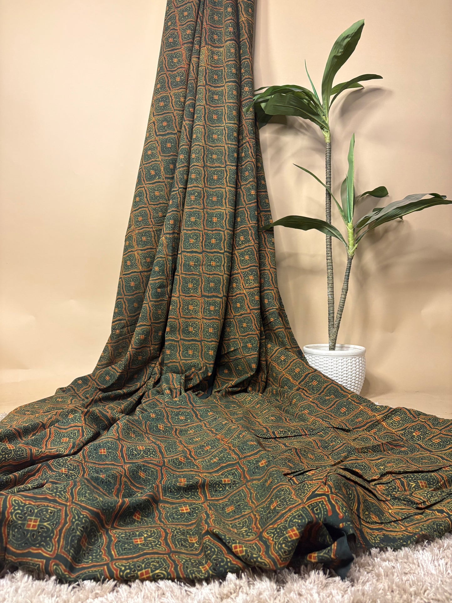 Super Ajrakh Handblock Printed Fabric