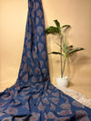 Indigo Blue Super Ajrakh Handblock Printed Fabric | Indigo Blue