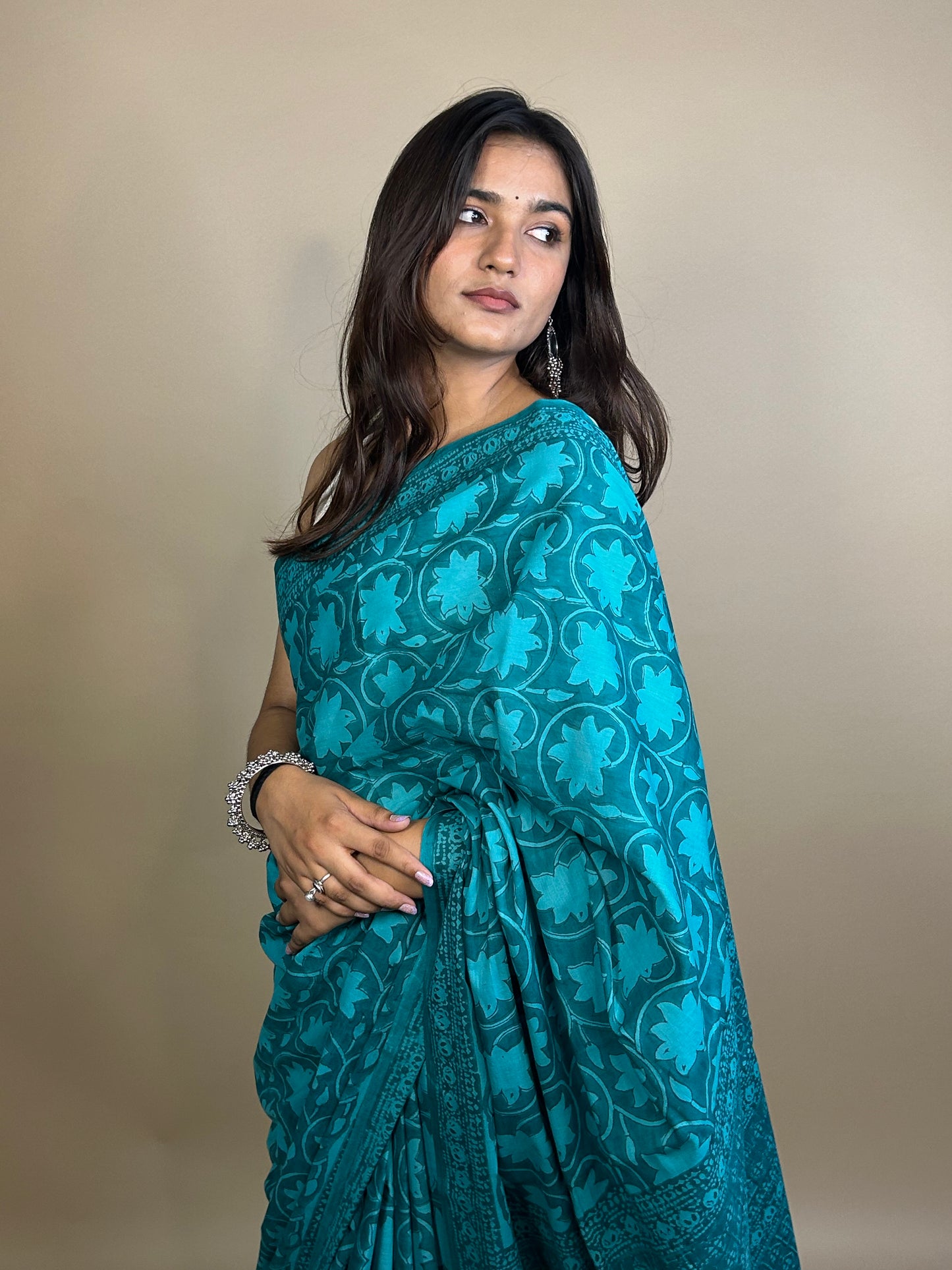Pastel Poetry Handblock Printed Cotton Saree