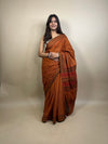 Rust Orange Banjara Handblock Printed Cotton Saree