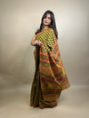 Mustard yellow Banjara Handblock Printed Cotton Saree