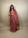 Deep Maroon Banjara Handblock Printed Cotton Saree