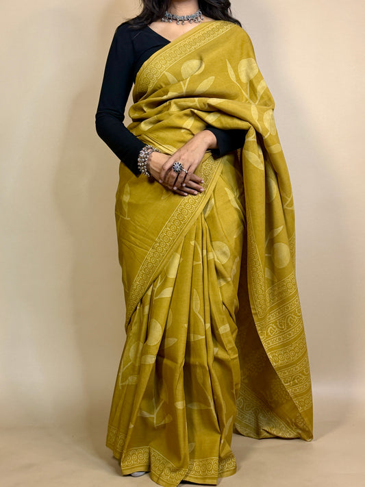 Assam Silk Handblock Printed Saree
