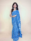 Indigo Blue Handblock Printed Cotton Saree
