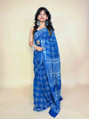 Indigo Blue Handblock Printed Cotton Saree
