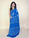 Indigo Blue Handblock Printed Cotton Saree