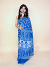 Indigo Blue Handblock Printed Cotton Saree