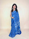 Indigo Blue Handblock Printed Cotton Saree