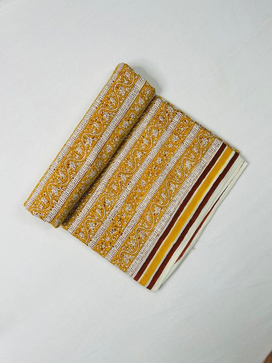 Multicolor Indigo White Print Fabric | Butter Yellow