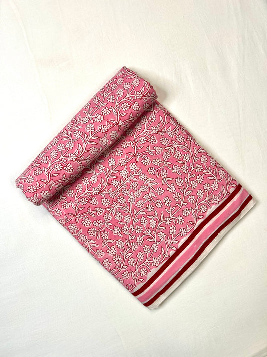 Multicolor Indigo White Print Fabric | Pink