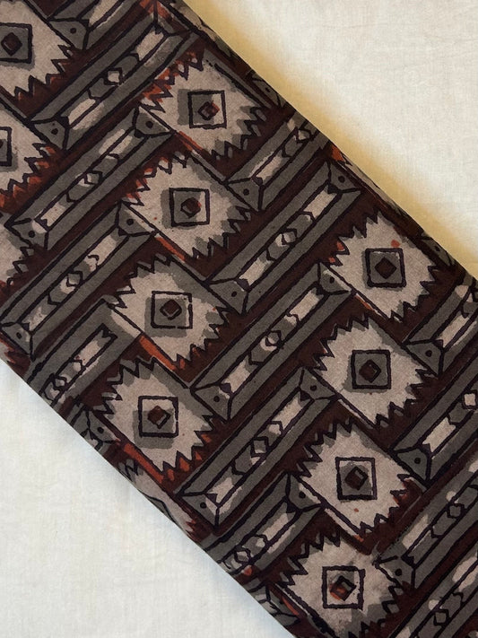 Dark Chocolate Brown Jahota Print Fabrics