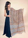 Cream & Mustard Kalamkari Handblock Printed Cotton Dupatta