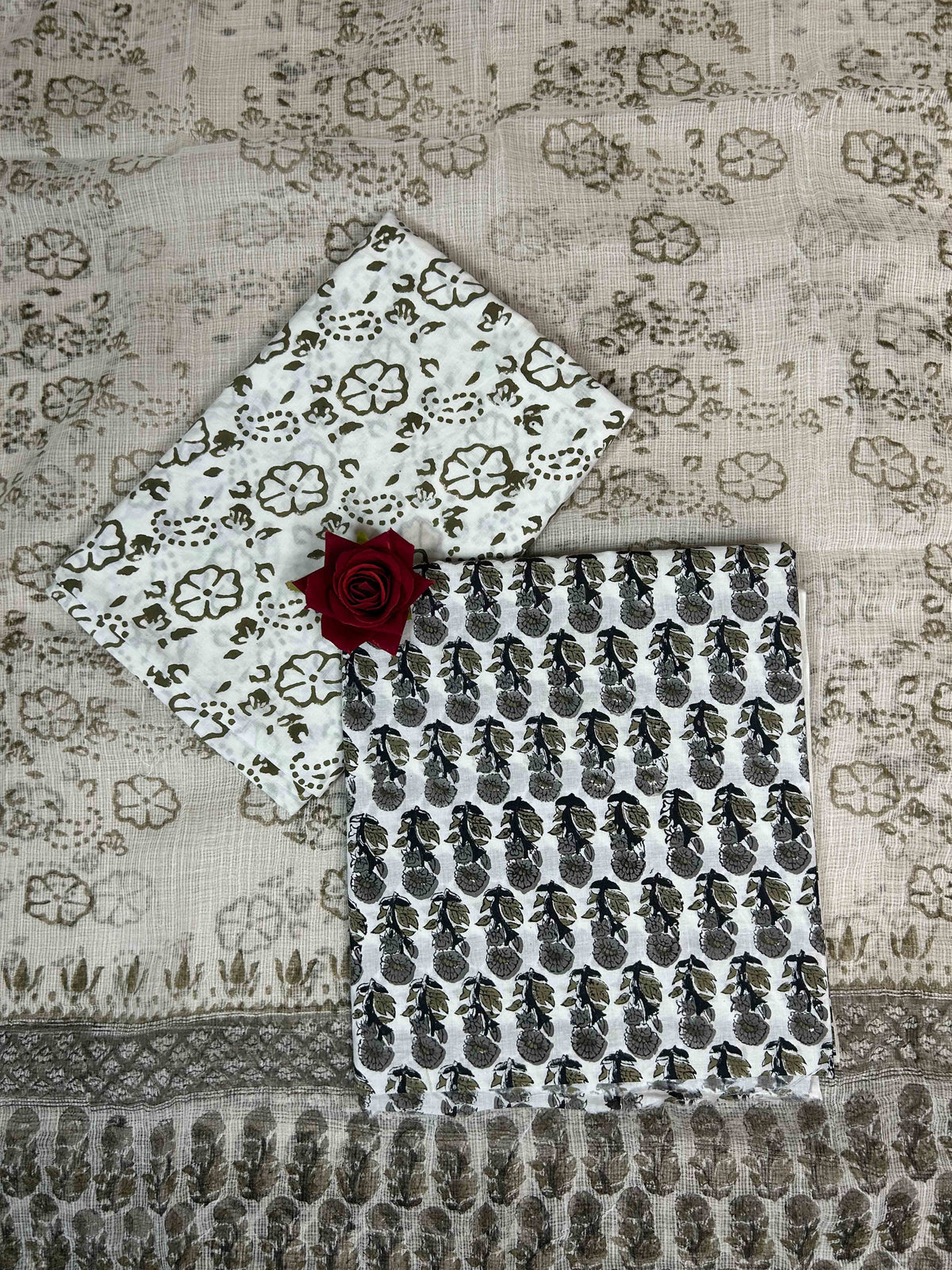 Grey Kota Handblock Printed Cotton Suit Set