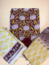 Maroon Kota Handblock Printed Cotton Suit Set