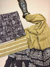 Multicolor Pasmina Handblock Printed Cotton Suit Set | Black