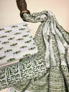 Emerald Green Pashmina Handblock Printed Cotton Suit Set