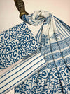 Blue Pashmina Handblock Printed Cotton Suit Set