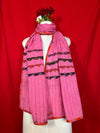 Pink Kantha Patchwork Cotton Dupatta with Traditional Handcrafted Stitch Work