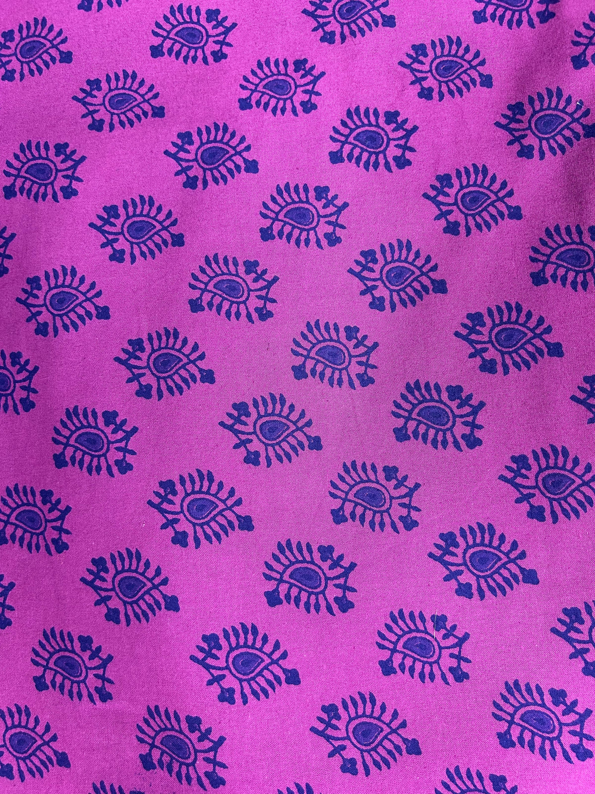 Multicolor Vibrant Handblock Printed Cotton Fabric | Purple