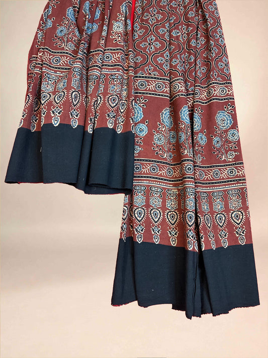 Red Ajarkh Cotton Handblock Printed Dupatta