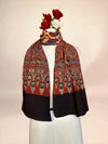 Rust brown Ajrakh Handblock Printed Cotton Stoles