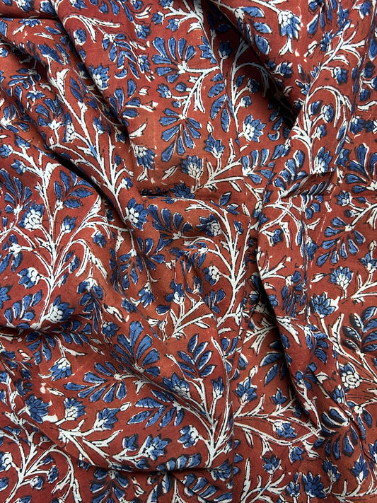 Brick Red Fakira Print Hand Block Printed Fabric