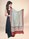 Rust Red Saudagiri Chanderi Handblock Printed Dupatta