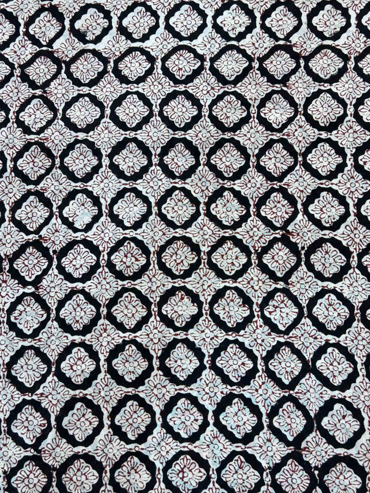 Black Saudagiri Mul Hand Block Printed Fabric
