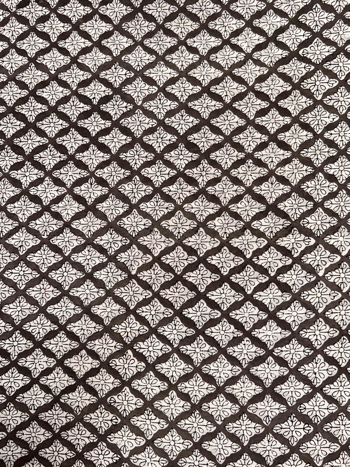 Gray Saudagiri Mul Hand Block Printed Fabric