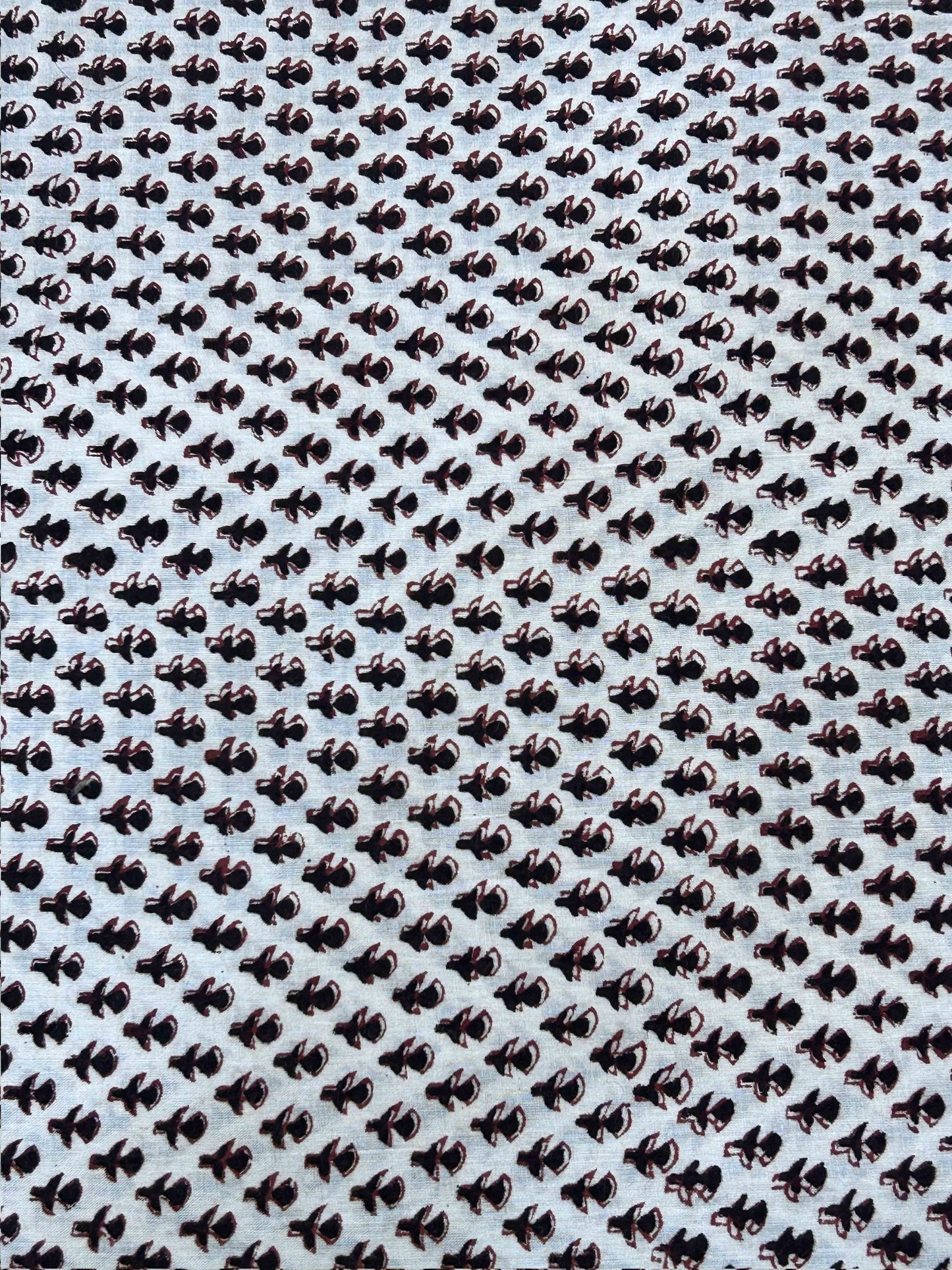 Black Saudagiri Mul Hand Block Printed Fabric
