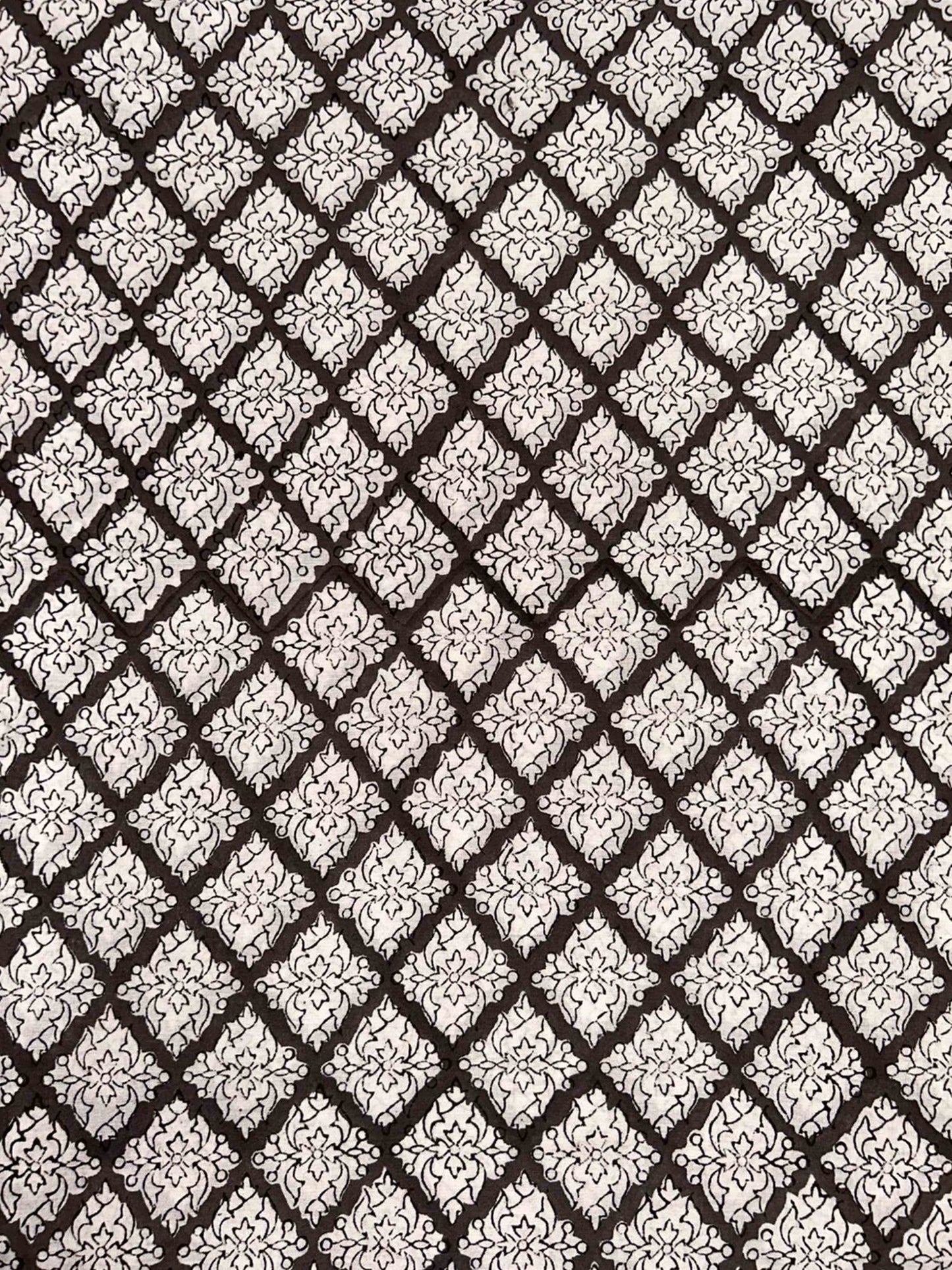 Charcoal Saudagiri Mul Hand Block Printed Fabric