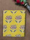 Multicolor Semi Natural Hand Printed Fabric | Butter Yellow