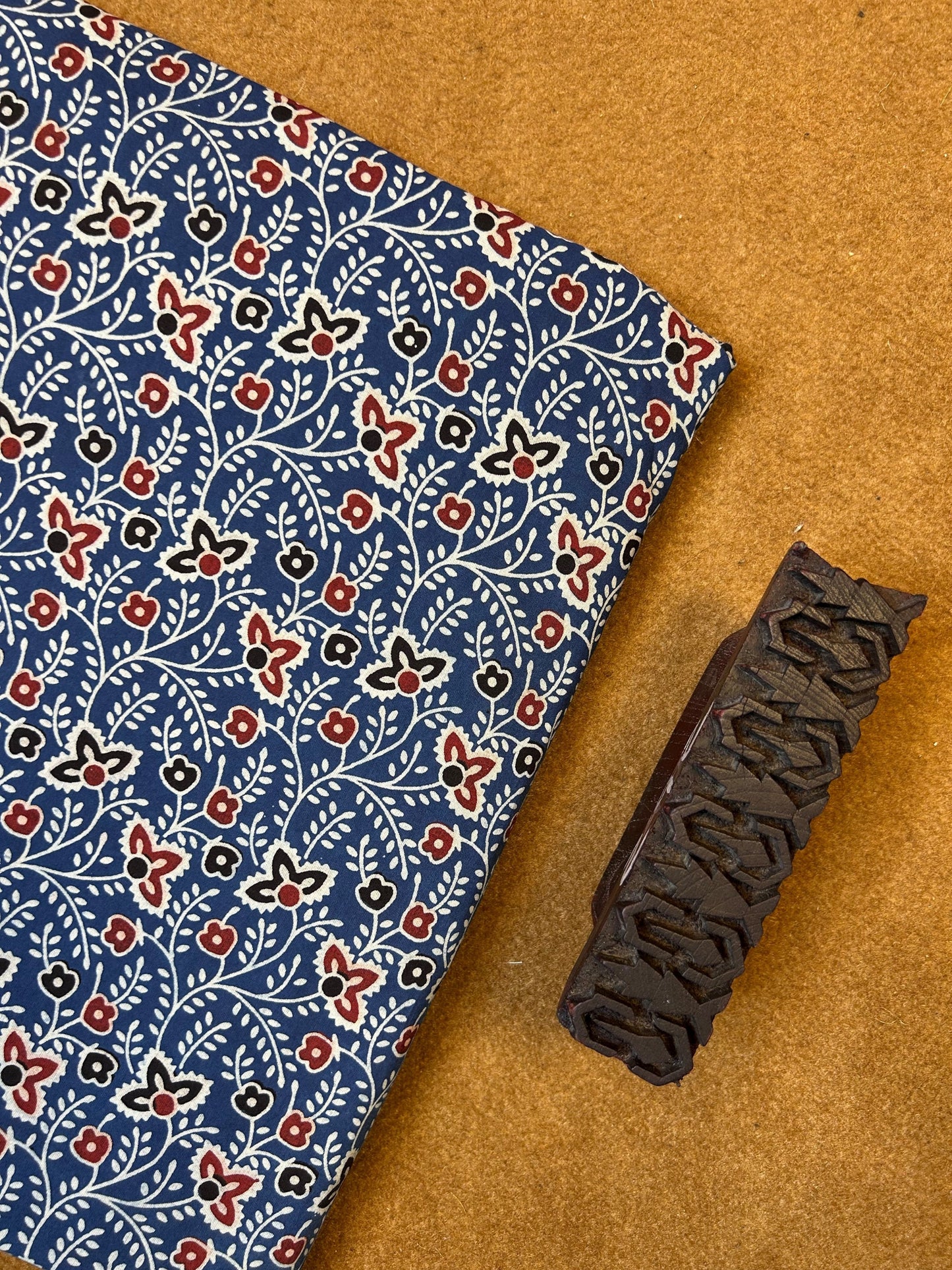 Semi Natural Hand-Block Printed Fabric