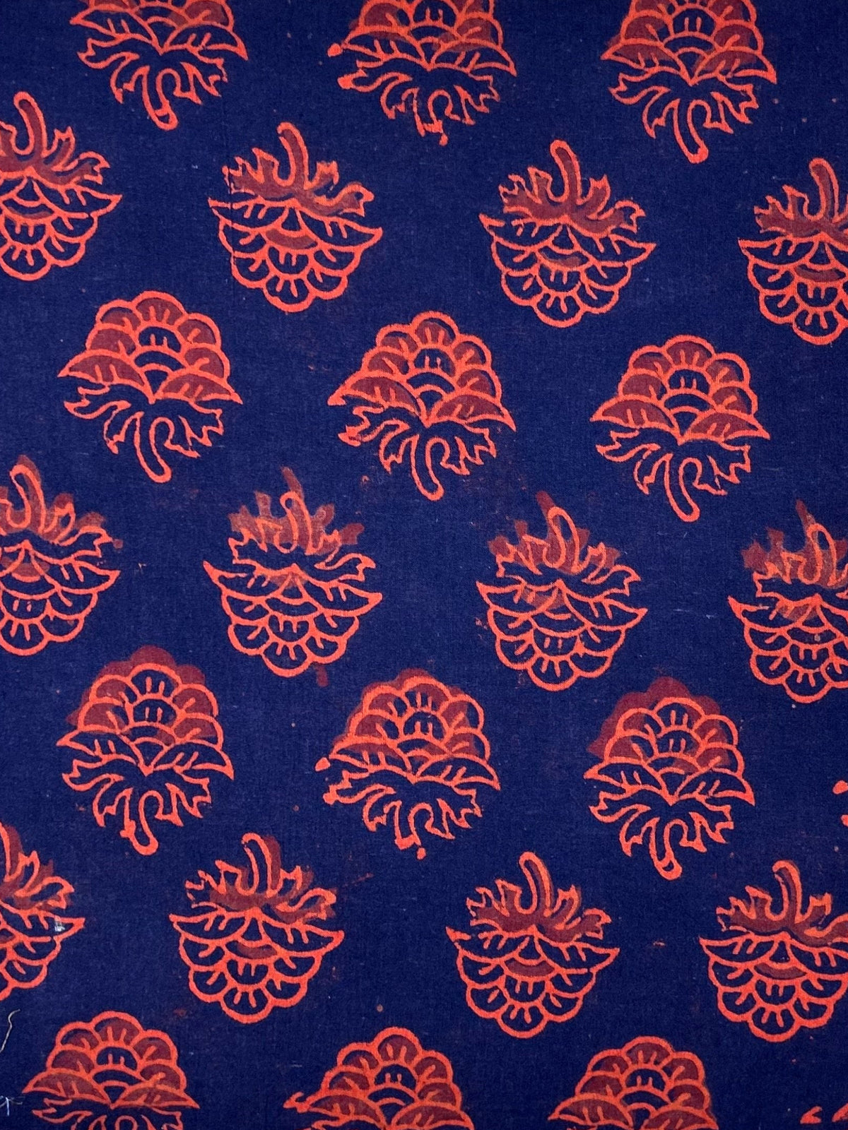 Multicolor Discharge Hand Print Cotton Fabric | Navy