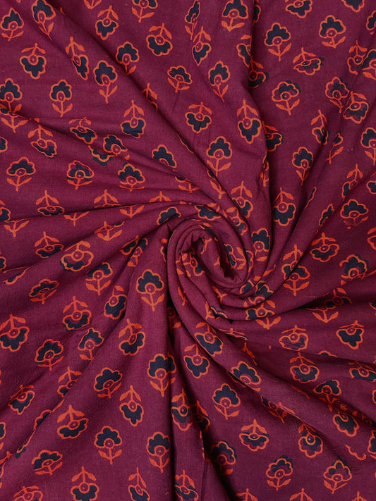 Multicolor Discharge Hand Print Cotton Fabric | Magenta