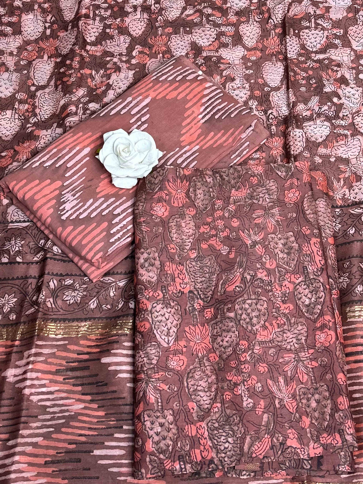 Dark Rosewood Vanaspati Maheshwari Suits