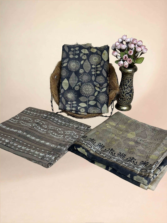 Charcoal Grey Vanaspati Maheshwari Suits