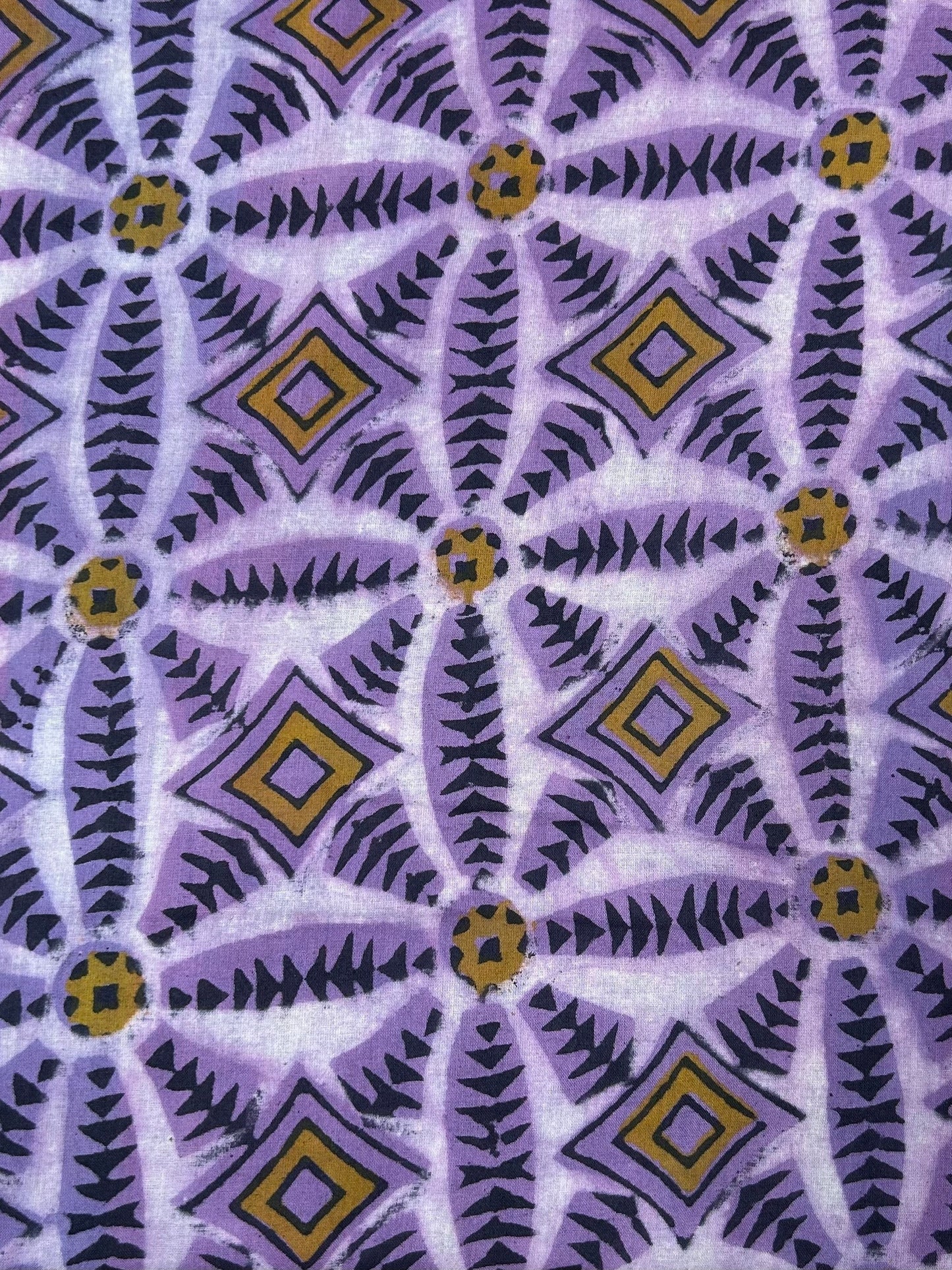 Multicolor Vanaspti Handblock Printed Cotton Fabric | Lavender