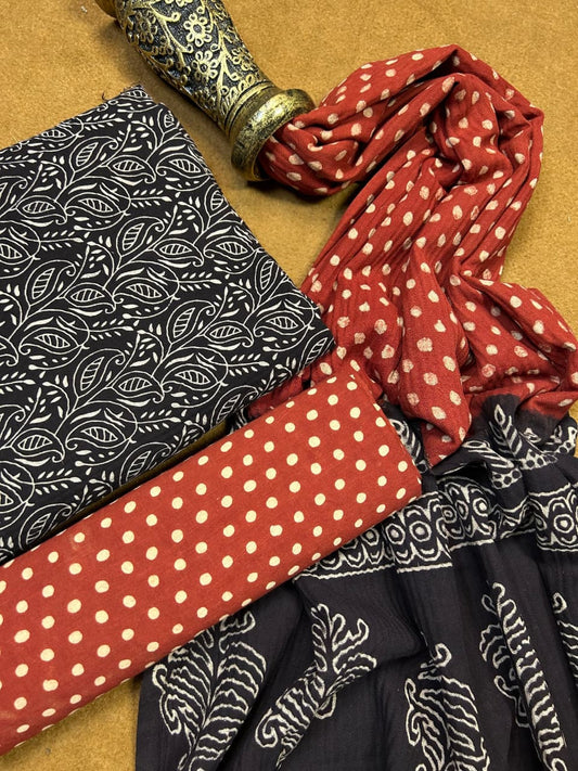 Pashmina Handblock Printed Cotton Suit Set