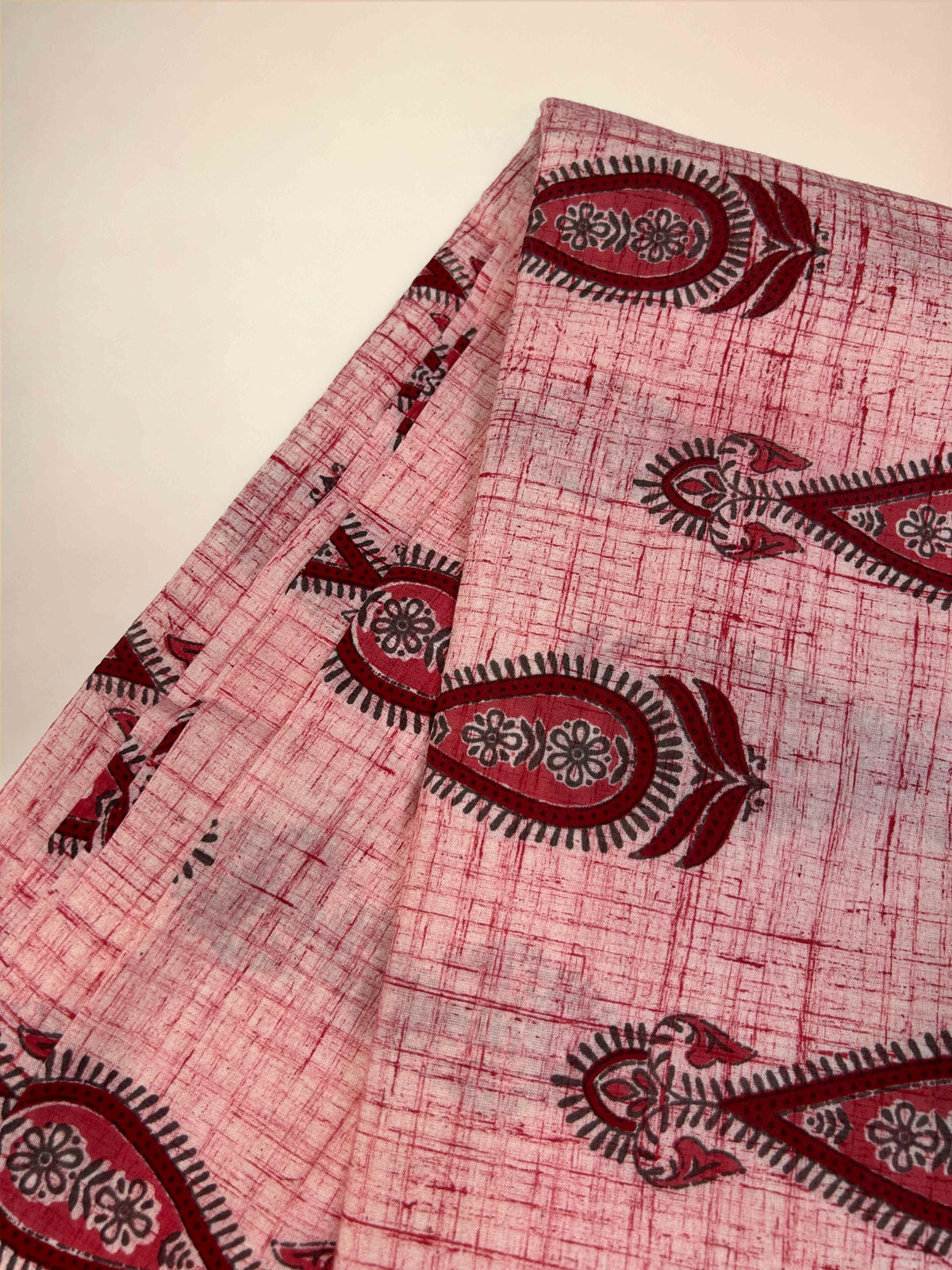 Multicolor Brush Hand Block Printed Fabric | Pink