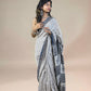 White Fakira Assam Silk Handblock Printed Saree