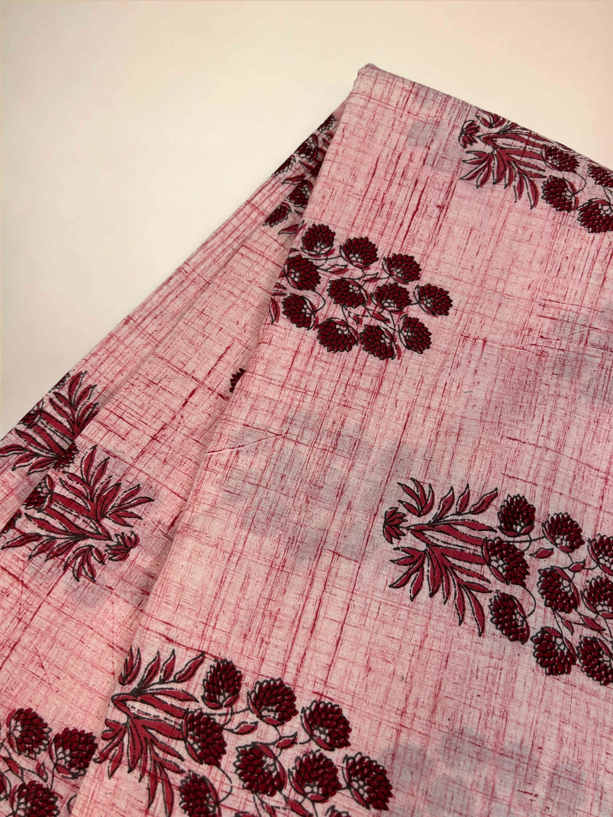 Multicolor Brush Hand Block Printed Fabric | Pink