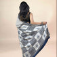 White Fakira Assam Silk Handblock Printed Saree