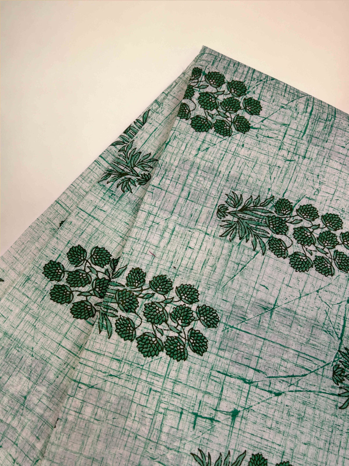 Multicolor Brush Hand Block Printed Fabric | Green