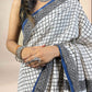 White Fakira Assam Silk Handblock Printed Saree