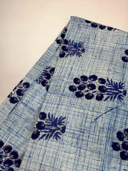 Multicolor Brush Hand Block Printed Fabric | Blue