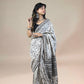 White Fakira Assam Silk Handblock Printed Saree