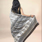 White Fakira Assam Silk Handblock Printed Saree