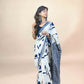 White Fakira Assam Silk Handblock Printed Saree