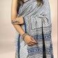 White Fakira Assam Silk Handblock Printed Saree